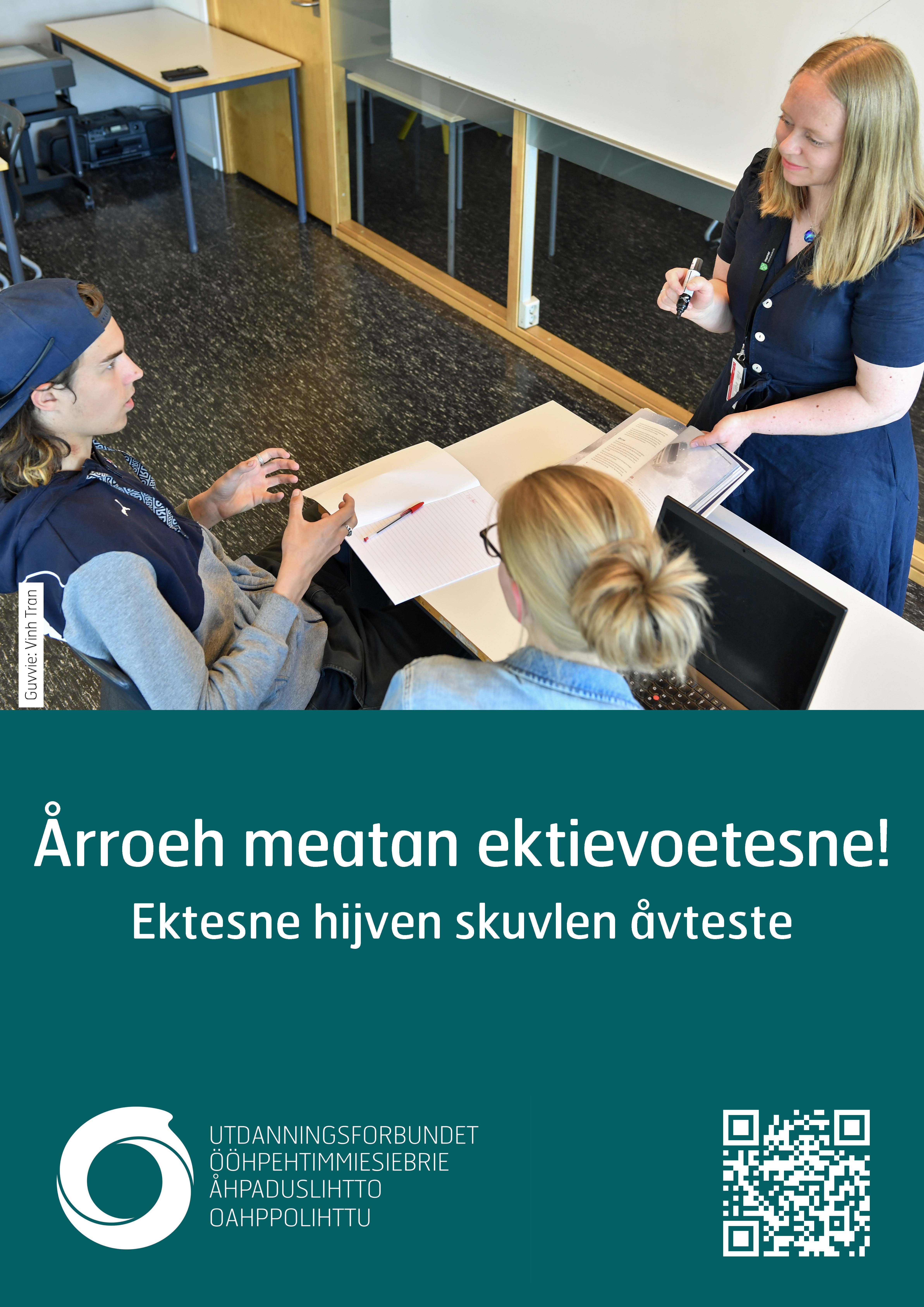 Plakat A3  Bli med i fellesskapet. Videregående opplæring. Studieforberedende. Sør-samisk.jpg