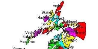 Kart over deler av Nordland.
