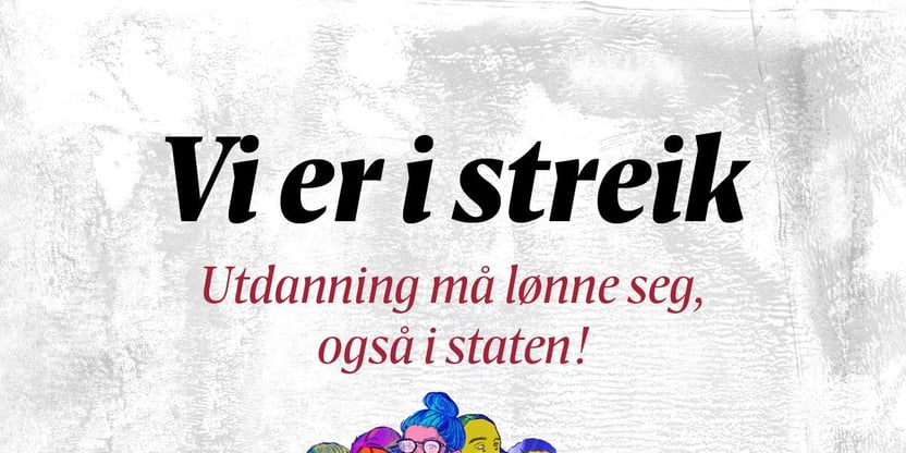 Streikebilde av mennesker med ulike yrker som er i streik.