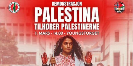 Plakat for Palestinademonstrasjon 1. mars