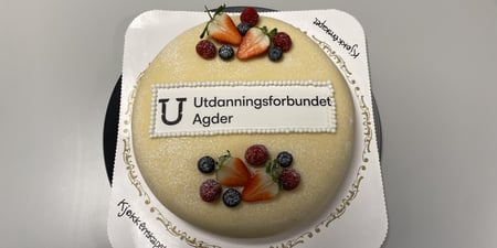 Bløtkake med Utdanningsforbundets nye logo