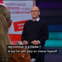 Utdanningsforbundets leder på NRK Debatten. Foto. 