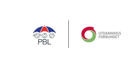 Logo som viser arbeidsgiverorganisasjonen PBL og arbeidstakerorganisasjonen Utdanningsforbundet