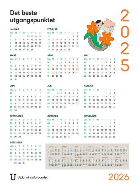 Bilde av kalender 2025/2026. Foto.