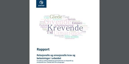 Bildet viser forsiden av SINTEF-rapporten som ble presentert i dag. 