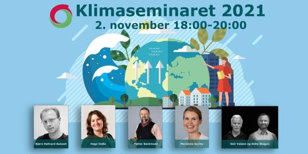 Illustrasjonsbilde med deltakerne og foredragsholderne under Klimaseminaret 2021