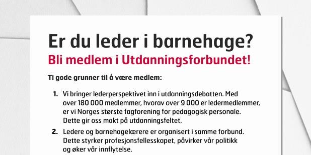 Er du leder i barnehage? Plakat bokmål