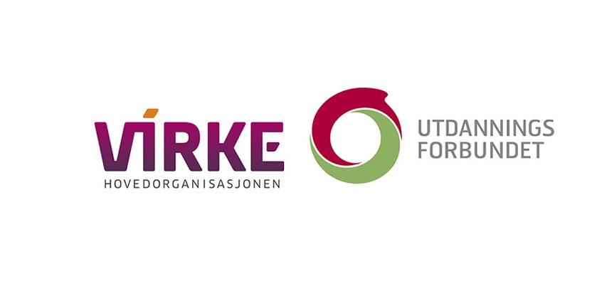 Logo for arbeidsgiverorganisasjonen Virke og logo for arbeidstakerorganisasjonen Utdanningsforbundet.